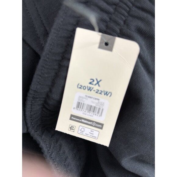 *New Terra & Sky Capri Pant Womens Plus 2X Black Casual Pull On Drawstring - Picture 4 of 6
